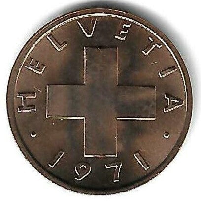 Suiça - 1 Rappen 1971 (Km# 46)