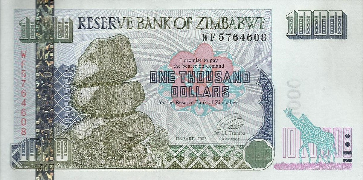 Zimbabwé - 1000 Dolares 2003 (# 12b)