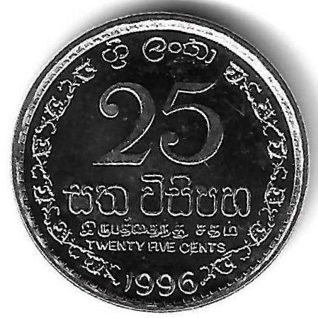 Sri Lanka - 25 Centimos 1996 (Km# 141a)