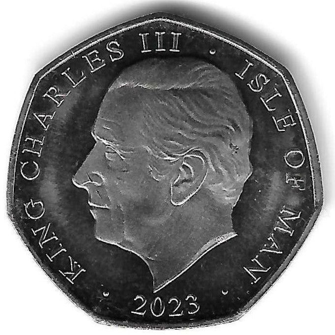Ilha Man - 50 Pence 2023 (Km# 1798) Falcão peregrino