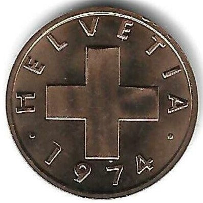 Suiça - 1 Rappen 1974 (Km# 46)