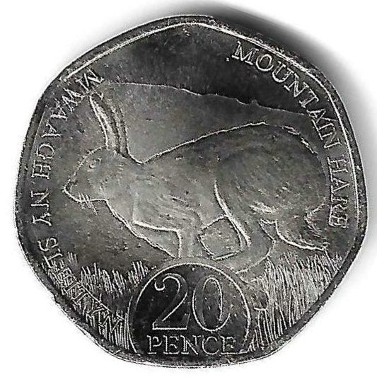Ilha Man - 20 Pence 2023 (Km# 1787) Lebre montanha