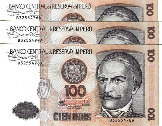 Peru - 100 Intis 1987 (# 133)