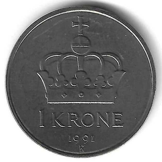 Noruega - 1 Krone 1991 (Km# 419)