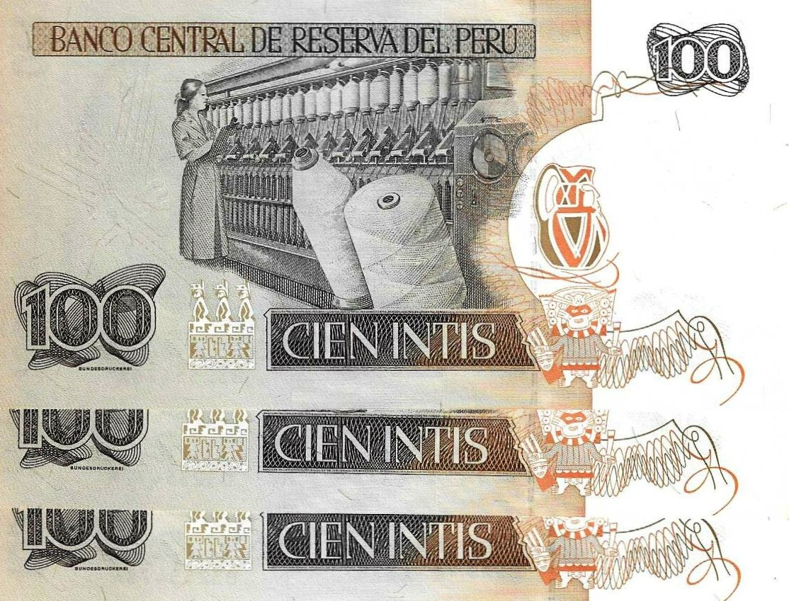 Peru - 100 Intis 1987 (# 133)