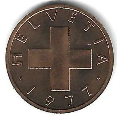Suiça - 1 Rappen 1977 (Km# 46)