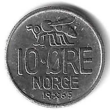 Noruega - 10 Ore 1965 (Km# 396)