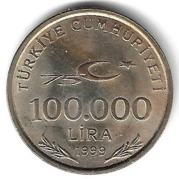 Turquia - 100000 Liras 1999 (Km# 1078)