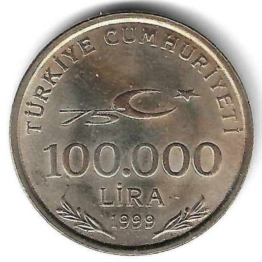 Turquia - 100000 Liras 1999 (Km# 1078)