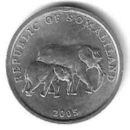 Somalilandia - 5 Shillings 2005 (Km# 19) Elefantes