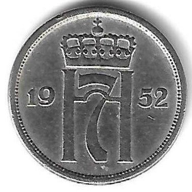 Noruega - 10 Ore 1952 (Km# 396)