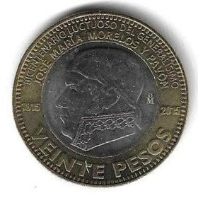 Mexico - 20 Pesos 2015 (Km# 987)     Jose Maria Morelos