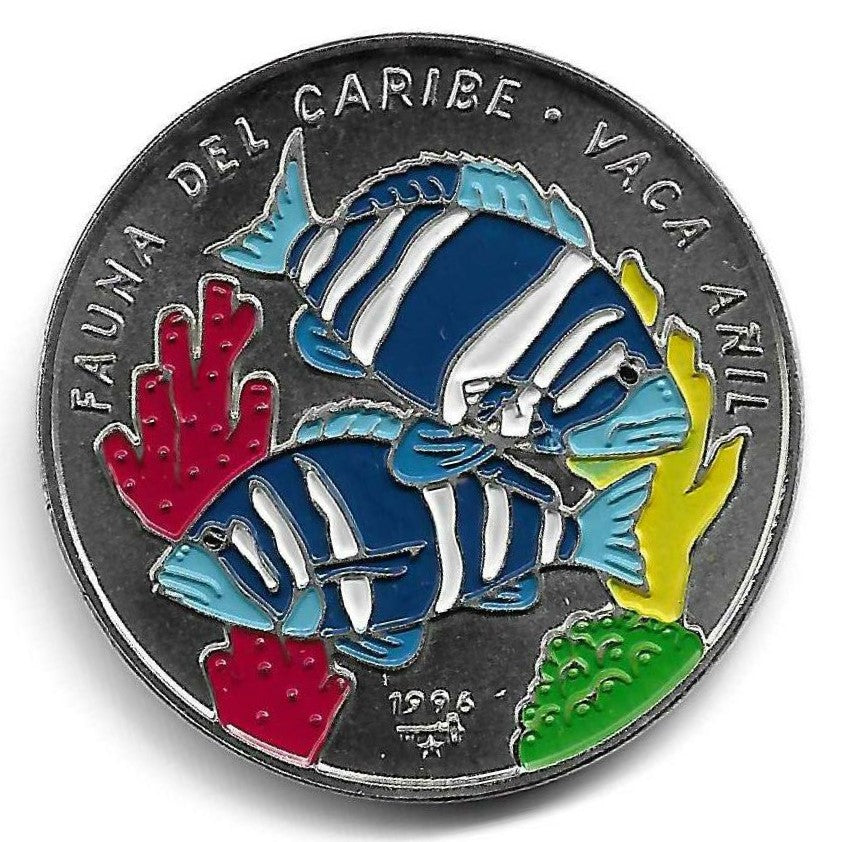 Cuba - 1 Peso 1996 (Km# 562) Peixe Cofre Indigo