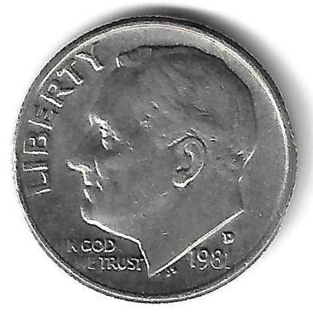 USA - 1 Dime 1981 (Km# 195a)