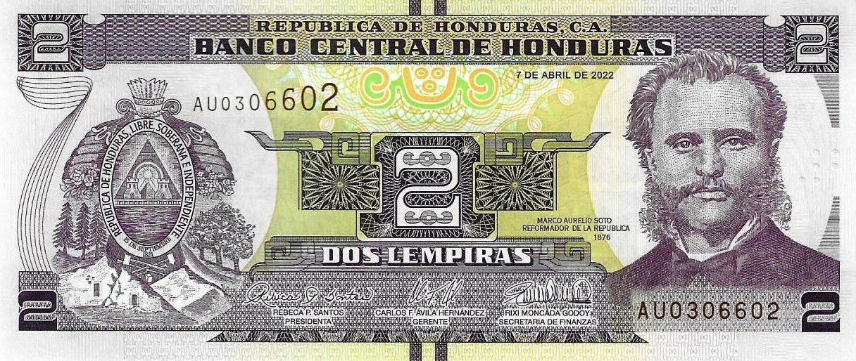 Honduras - 2 Lempiras  2022 (# 97e)