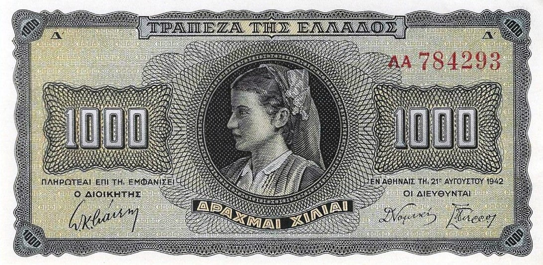 Grecia - 1000 Dracmas 1942 (# 118a)