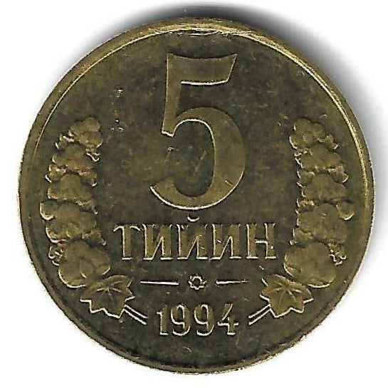 Uzebequistão - 5 Tiyin 1994 (Km# 3)