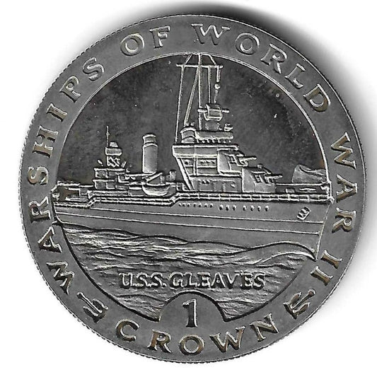 Gibraltar - 1 Crown 1993 (Km# 122) U.S.S. Gleaves