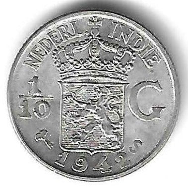 India Oriental Holandesa - 1/10 Gulden 1942 (Km# 318)