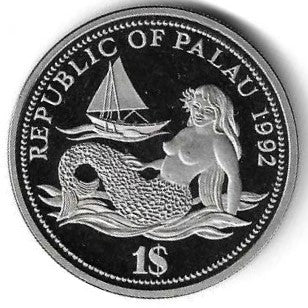 Palau - 1 Dolar 1992 (Km# 1) Vida Maritima