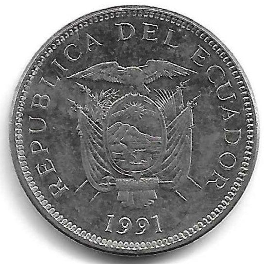 Equador - 5 Sucres 1991 (Km# 91)