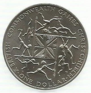 Nova Zelandia - 1 Dolar 1974 (Km# 44) Jogos Commonwelth
