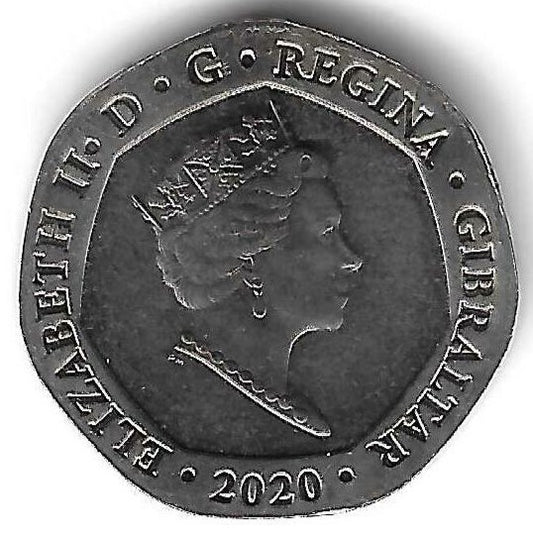 Gibraltar - 20 Pence 2020 (Km# 1685) Golfinho