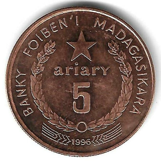 Madagascar - 5 Ariary 1996 (Km# 22)