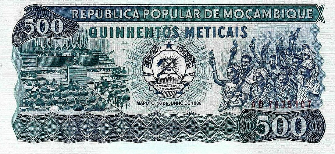 Moçambique - 500 Meticais 1986 (# 131b)