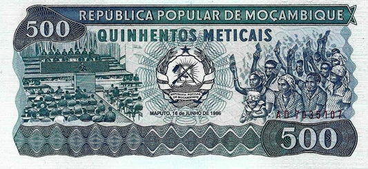 Moçambique - 500 Meticais 1986 (# 131b)
