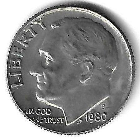 USA - 1 Dime 1980 (Km# 195a)