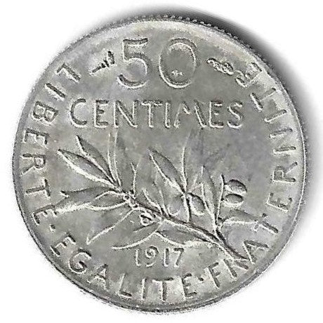 França - 50 Centimos 1917 (Km# 854)