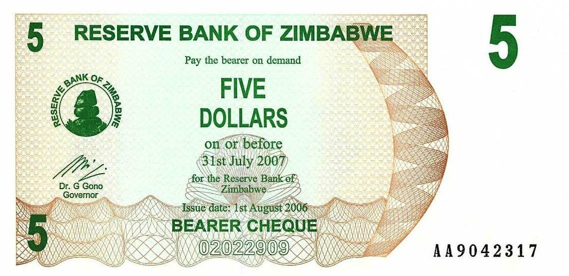 Zimbabwe - 5 Dolares 2006 (# 38)