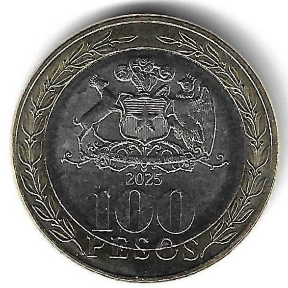 Chile - 100 Pesos 2025 (Km# ..) 100º Anivº Banco Central