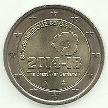 Belgica - 2 Euro 2014 (Km# 345) 1ª Guerra Mundial