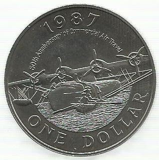 Bermudas - 1 Dolar 1987 (Km# 52) Aviação Comercial