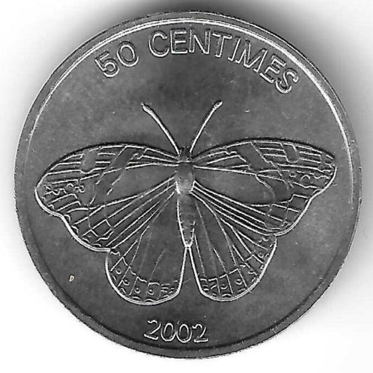 Congo - 50 Centimos 2002 (Km# 80) Borboleta