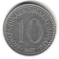 Jugoslavia - 10 Dinara 1987  (Km# 89)