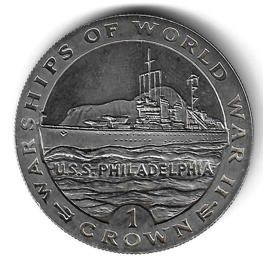 Gibraltar - 1 Crown 1993 (Km# 113) U.S.S. Philadelfia