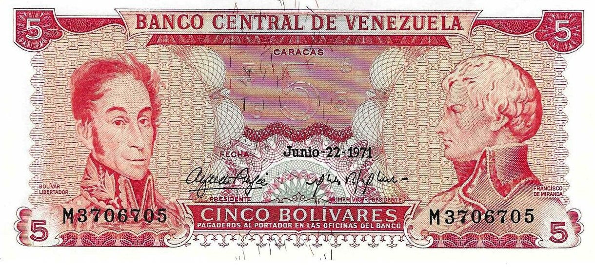 Venezuela - 5 Bolivares 1971 (# 50e)