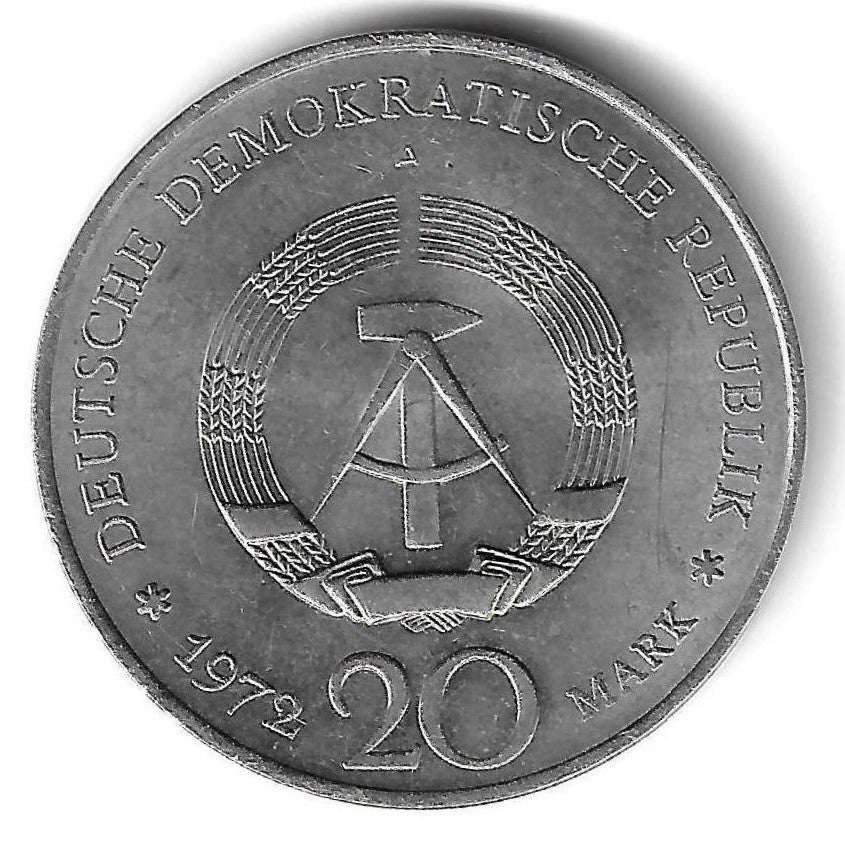 Alemanha - 20 Marcos 1972 (A) (Km# 40) Friedrich Schiller