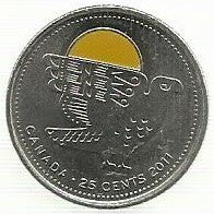 Canada - 25 Centimos 2011 (Km# 1169) Falcao Peregrino
