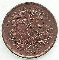 Bolivia - 50 Centavos 1942 (Km# 182A.1)