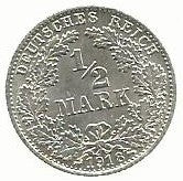 Alemanha - 1/2 Marco 1918 (Km# 17)