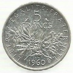 França - 5 Francos 1960 (Km# 926)