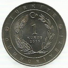 Turquia - 1 Kurus 2015 (Km# Novo) Western Hun Empire