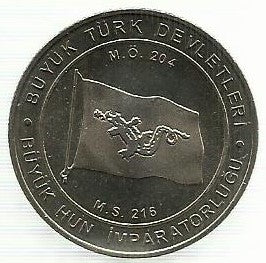 Turquia - 1 Kurus 2015 (Km# Novo) Hun Empire