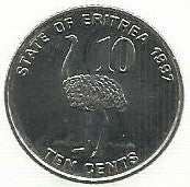 Eritreia - 10 Cents 1997 (Km# 45)