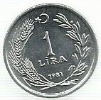 Turquia - 1 Lira 1981 (Km# 943)