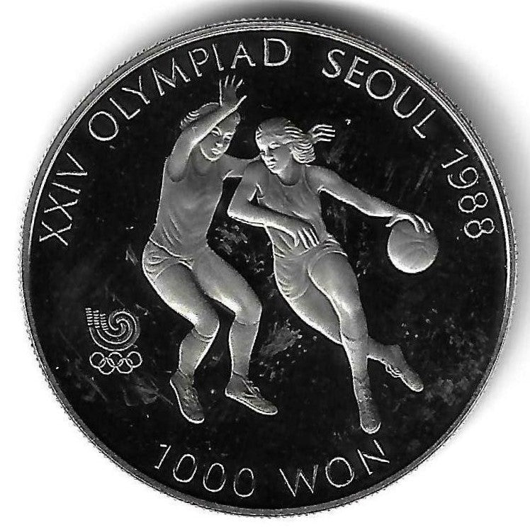 Coreia Sul - 1000 Won 1986 (Km# 46) Basquetebol